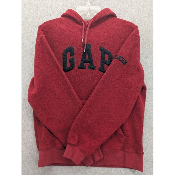 GAP Other - Gap Sweatshirt Hoodie Mens Small Red Sherpa Fleece Pullover Logo 1969 Kangaroo
